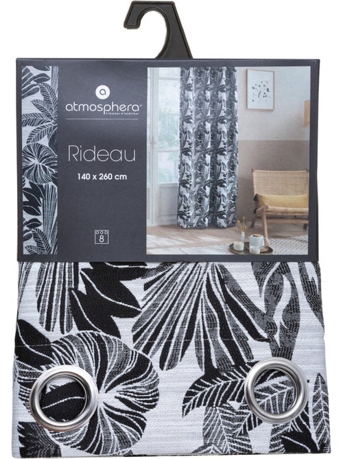 Rideau jacquard à motifs végétaux à oeillets bejuco - Kiabi