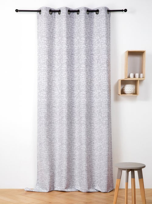 Rideau jacquard à oeillets  - Effet tweed - Kiabi