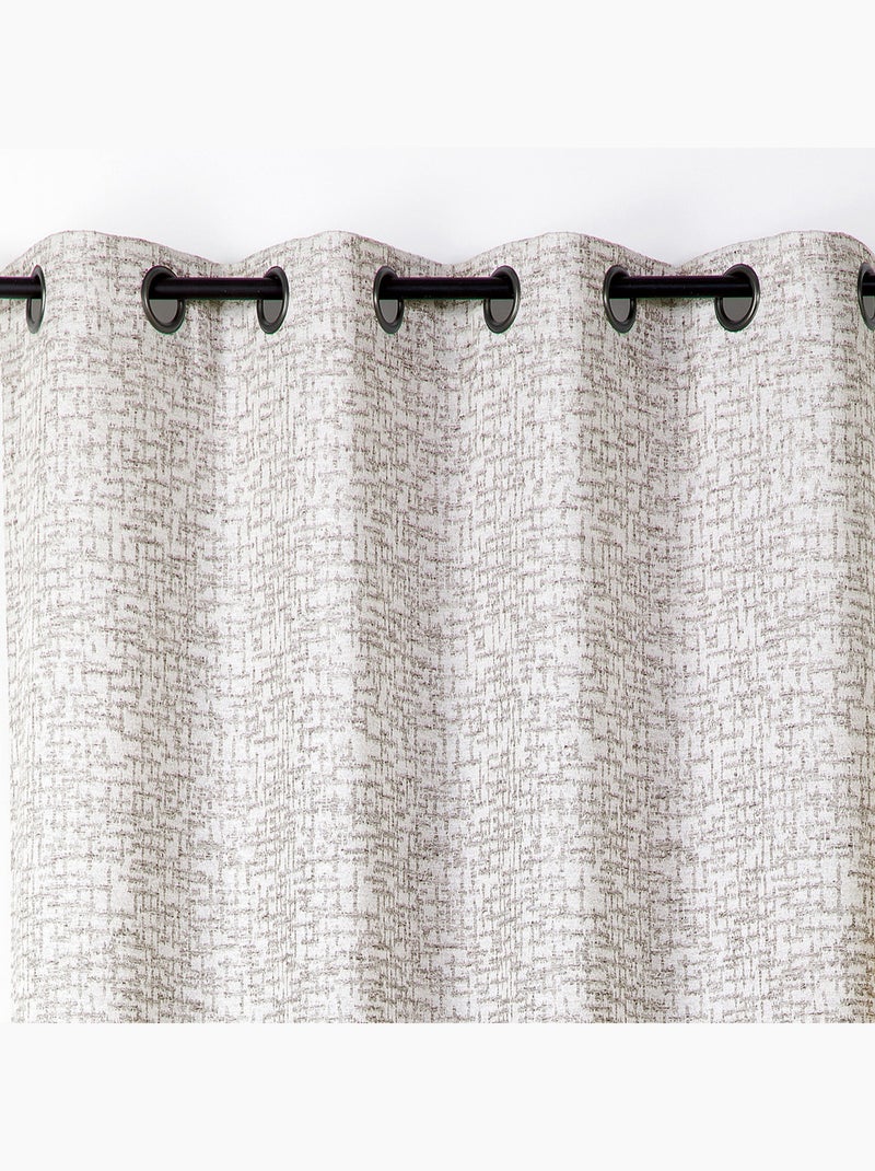 Rideau jacquard à oeillets  - Effet tweed Gris - Kiabi