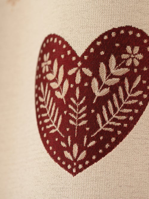 Rideau jacquard à œillets avec haut vichy et motifs cœurs - Kiabi