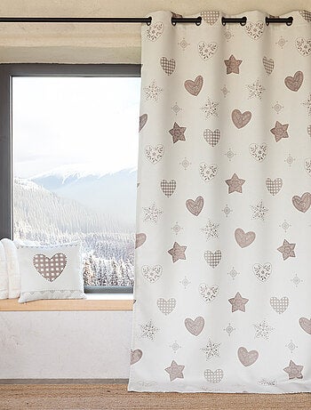Rideau jacquard à œillets avec motif cœur