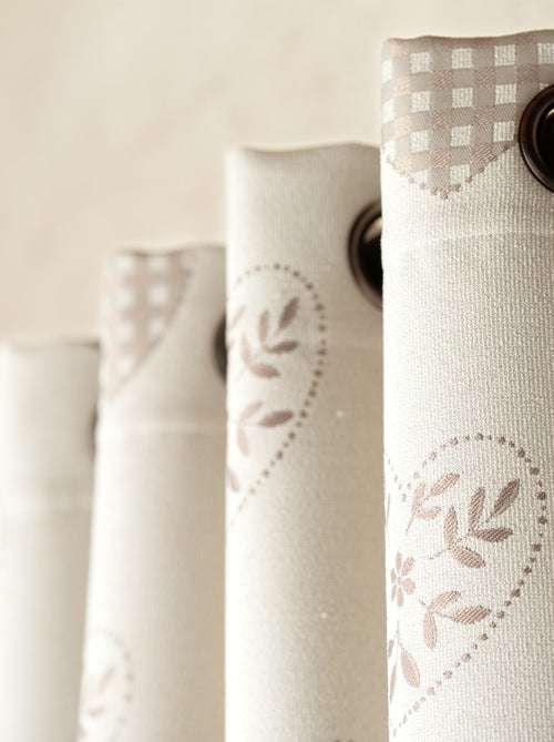 Rideau jacquard à œillets avec motif cœur - Kiabi
