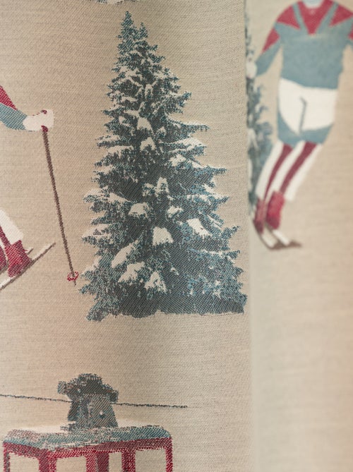 Rideau jacquard à œillets avec motifs skieurs et sapins - Kiabi