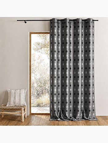 Rideau jacquard à pois ton sur ton