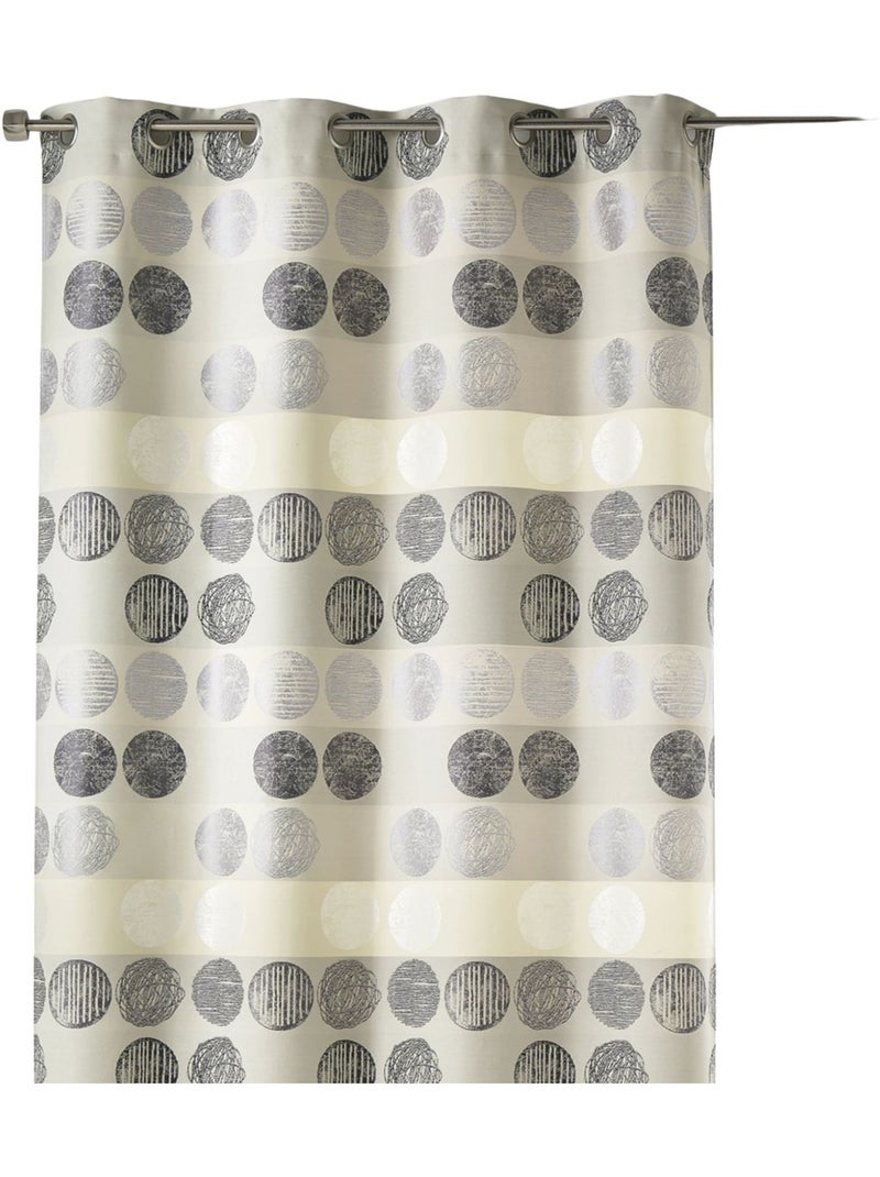Rideau jacquard à rayures horizontales et pois Gris clair - Kiabi