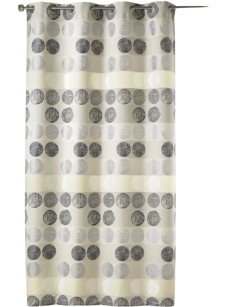 Rideau jacquard à rayures horizontales et pois Gris clair - Kiabi