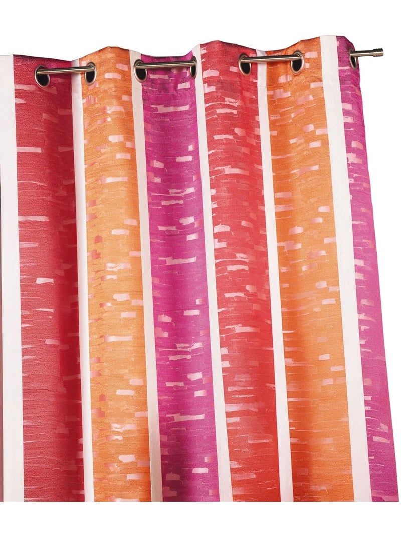 Rideau jacquard à rayures verticales colorées Bordeaux - Kiabi