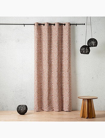 Rideau jacquard abstrait texturé à oeillets