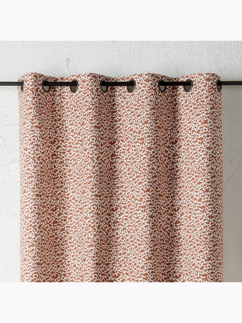 Rideau jacquard abstrait texturé à oeillets Orange - Kiabi