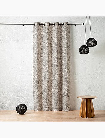 Rideau jacquard abstrait texturé à oeillets