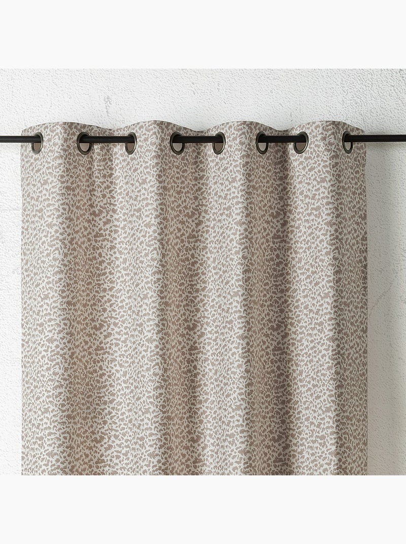 Rideau jacquard abstrait texturé à oeillets Taupe - Kiabi