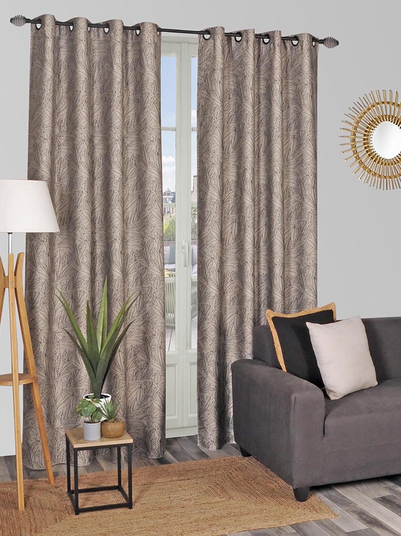 Rideau Jacquard Base Plombée - prêt à Poser. Beige - Kiabi