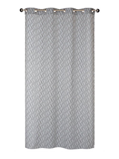 Rideau Jacquard courbes fantaisie - prêt à poser. - Kiabi