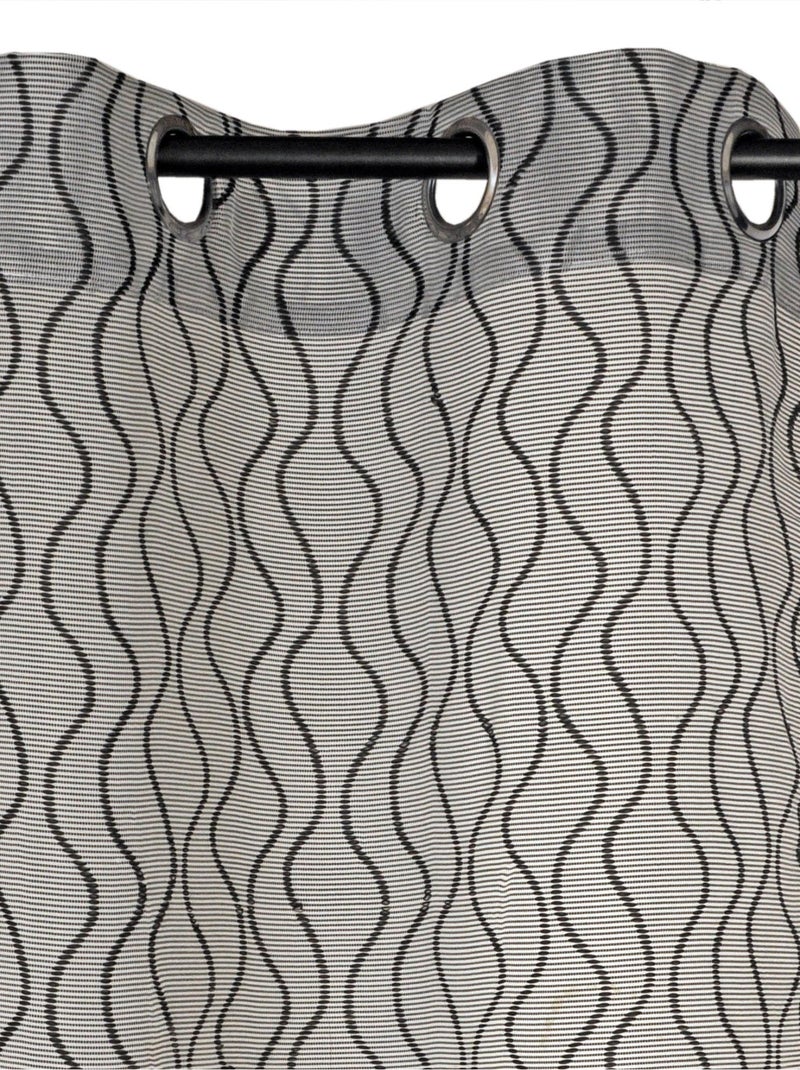 Rideau Jacquard courbes fantaisie - prêt à poser. Noir - Kiabi