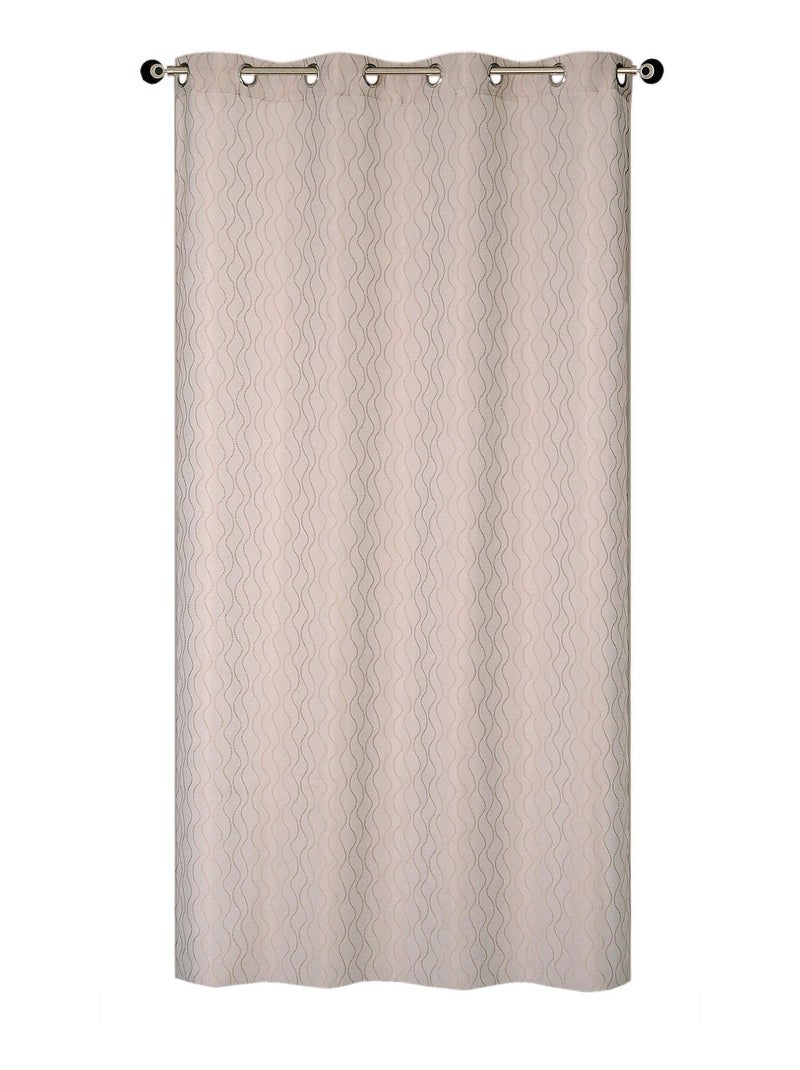 Rideau Jacquard courbes fantaisies - prêt à poser. Taupe - Kiabi