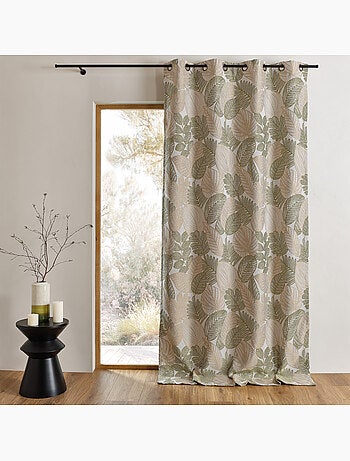 Rideau jacquard en poly-coton à motifs feuilles