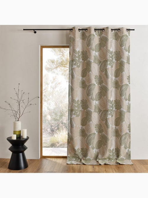 Rideau jacquard en poly-coton à motifs feuilles - Kiabi