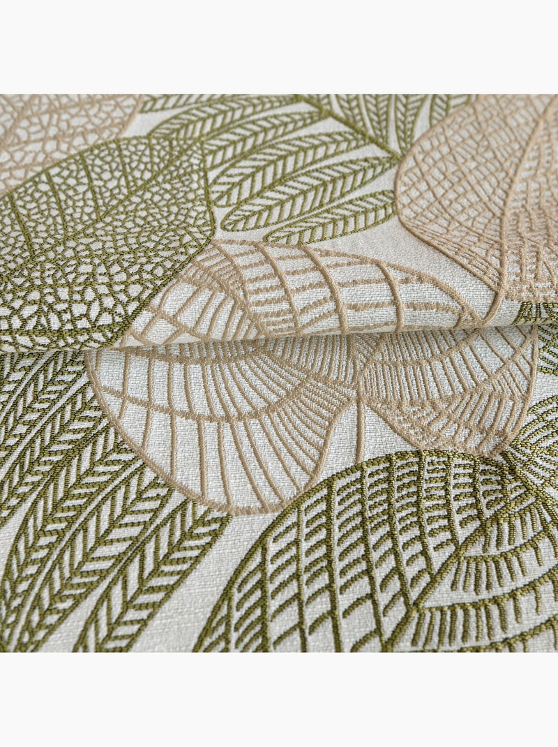Rideau jacquard en poly-coton à motifs feuilles Kaki - Kiabi