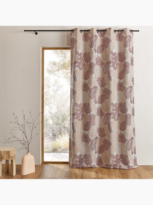 Rideau jacquard en poly-coton à motifs feuilles - Kiabi