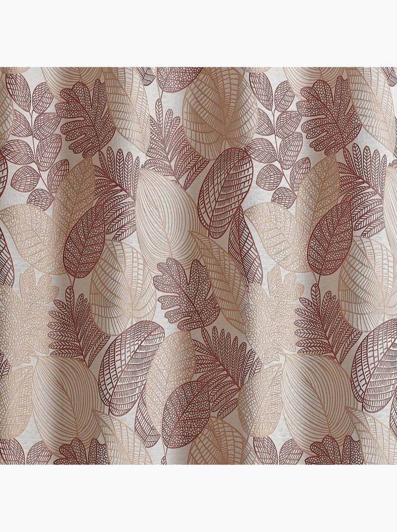 Rideau jacquard en poly-coton à motifs feuilles Terracotta - Kiabi
