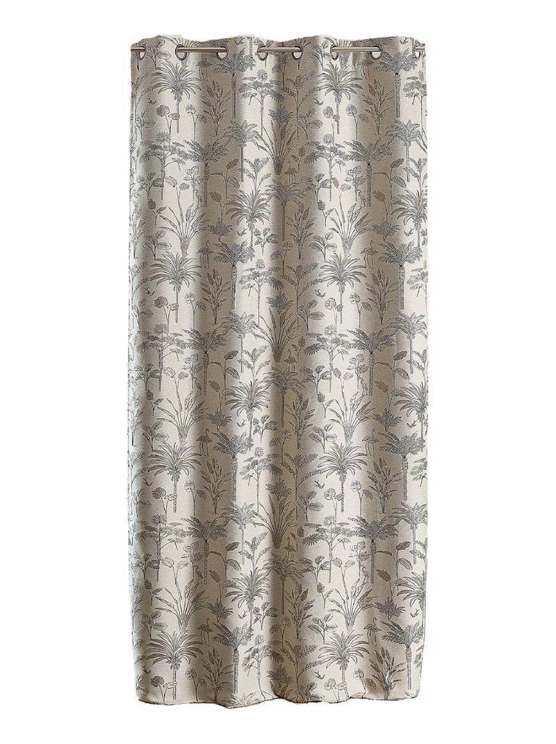 Rideau Jacquard exotique motif palmier Beige clair - Kiabi