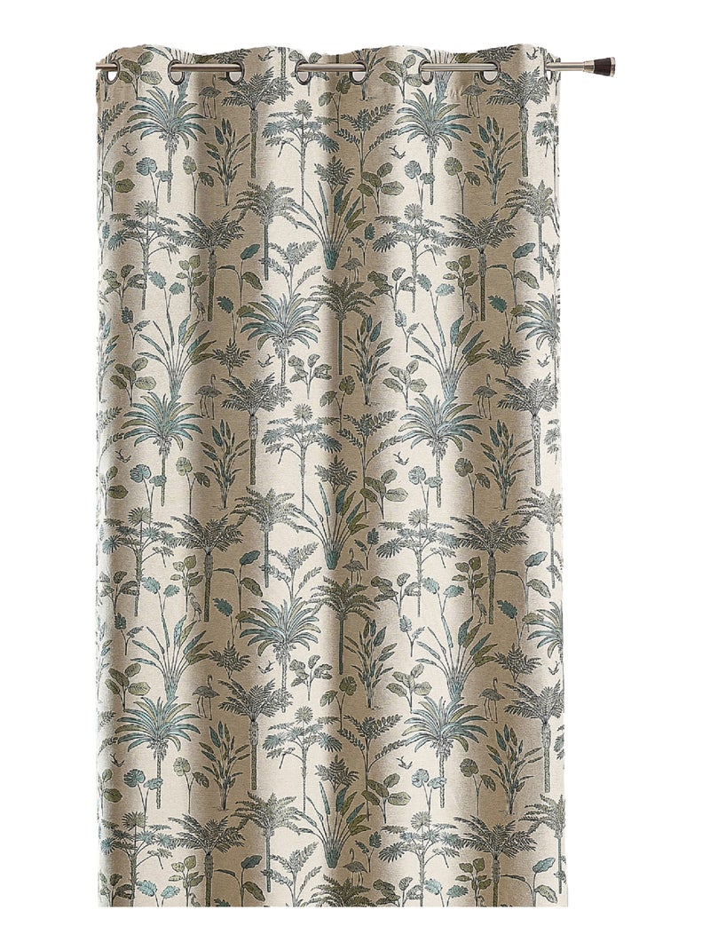 Rideau Jacquard exotique motif palmier Bleu - Kiabi