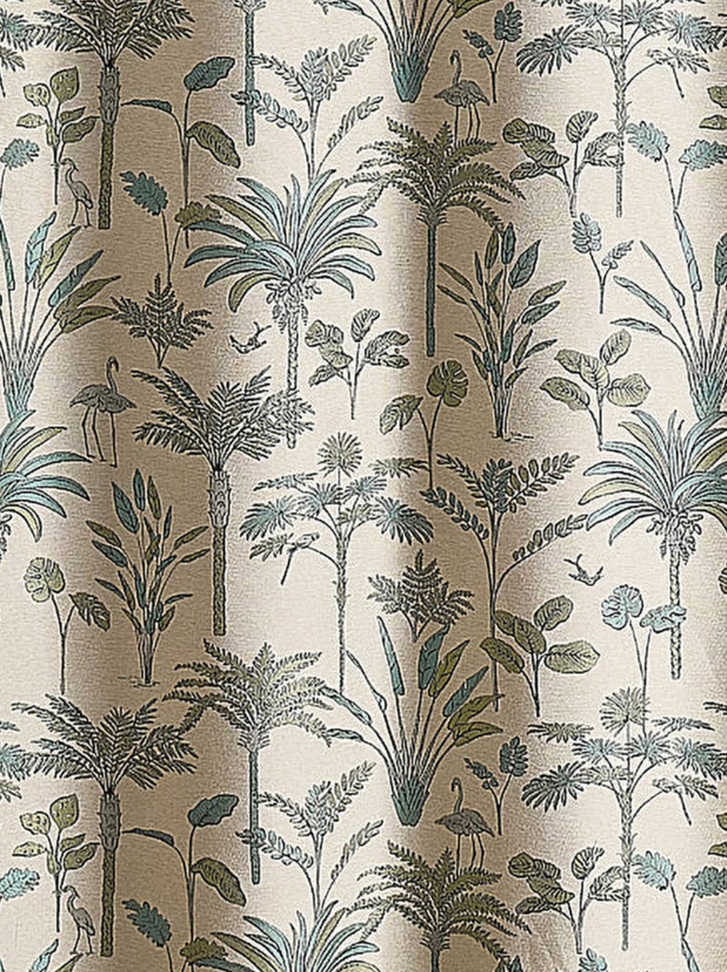 Rideau Jacquard exotique motif palmier Bleu - Kiabi