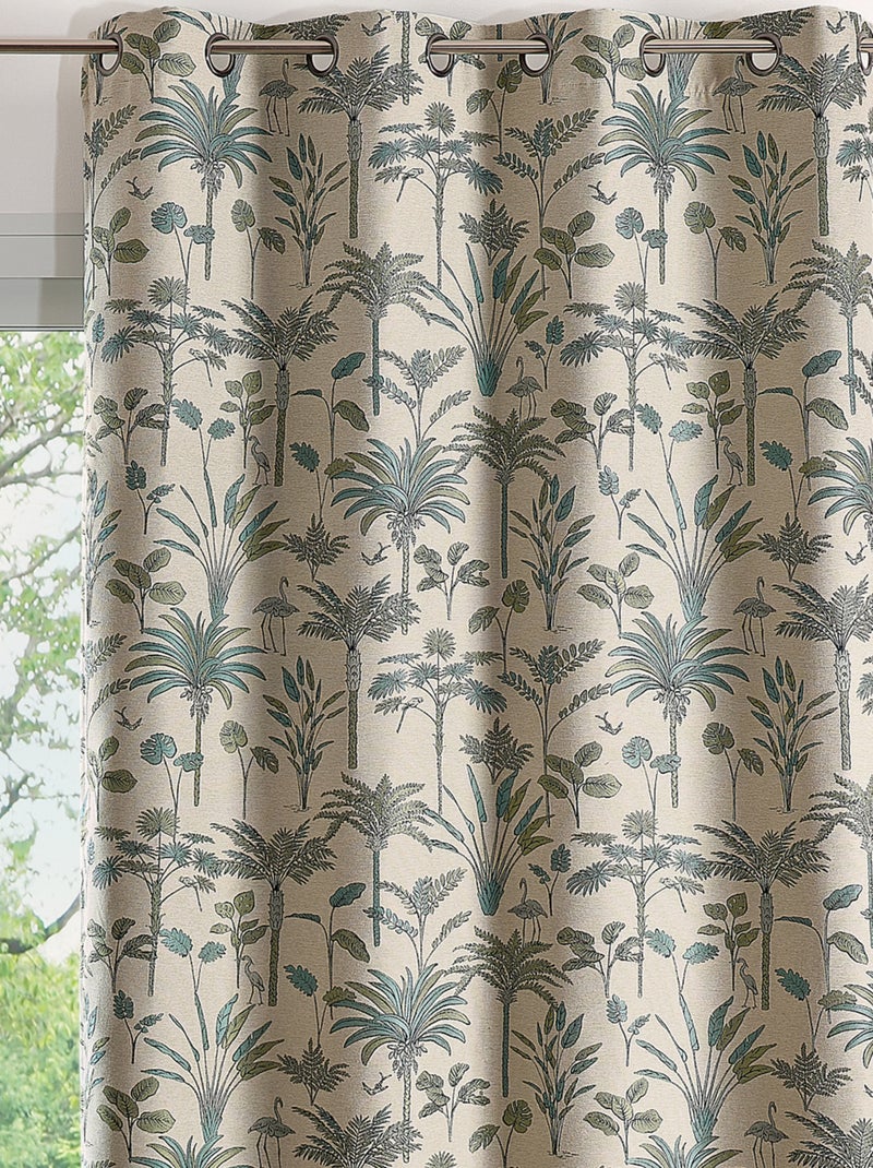 Rideau Jacquard exotique motif palmier Bleu - Kiabi