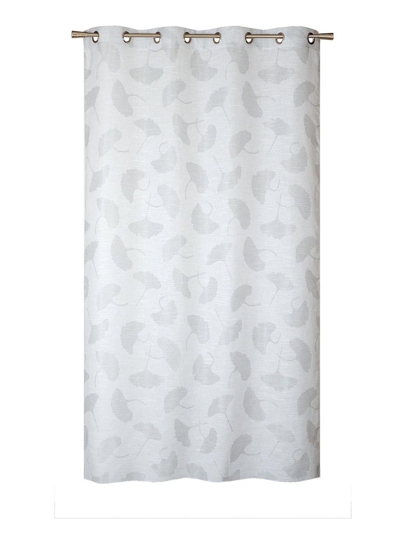 Rideau Jacquard fils coupés, fleurs de Ginkgo, à œillets 140x240cm, gris, Dylrev Gris Argenté - Kiabi