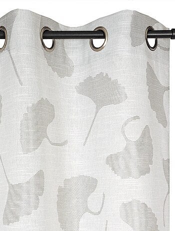 Rideau Jacquard fils coupés, fleurs de Ginkgo, à œillets.