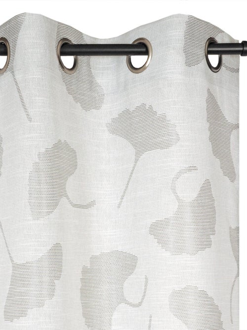 Rideau Jacquard fils coupés, fleurs de Ginkgo, à œillets, gris. - Kiabi Rideau Jacquard fils coupés, fleurs de Ginkgo, à œillets, gris. - Kiabi