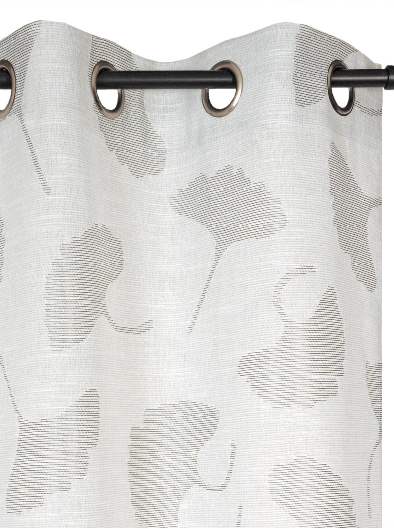 Rideau Jacquard fils coupés, fleurs de Ginkgo, à œillets, gris. Gris Argenté - Kiabi