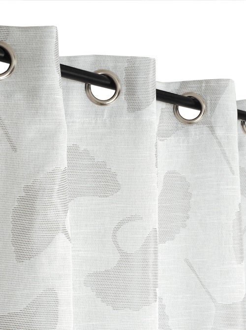 Rideau Jacquard fils coupés, fleurs de Ginkgo, à œillets, gris. - Kiabi Rideau Jacquard fils coupés, fleurs de Ginkgo, à œillets, gris. - Kiabi