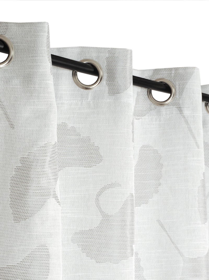 Rideau Jacquard fils coupés, fleurs de Ginkgo, à œillets, gris. Gris Argenté - Kiabi