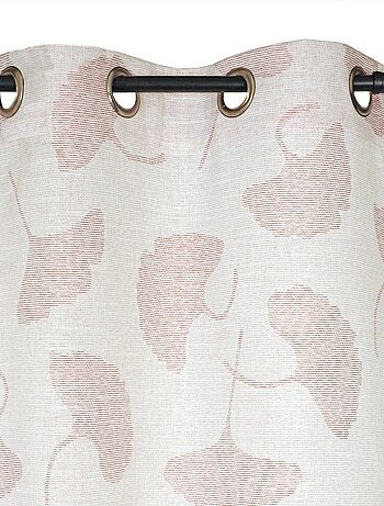 Rideau Jacquard fils coupés, fleurs de Ginkgo, à œillets.