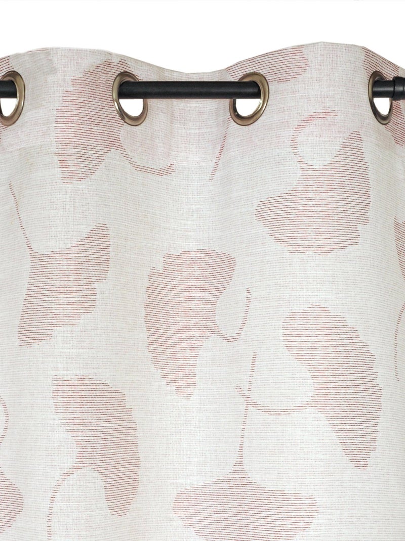 Rideau Jacquard fils coupés, fleurs de Ginkgo, à œillets. Rouge - Kiabi