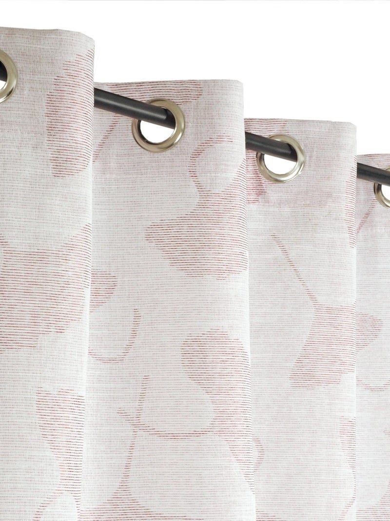 Rideau Jacquard fils coupés, fleurs de Ginkgo, à œillets. Rouge - Kiabi
