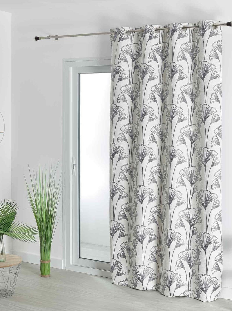 Rideau jacquard fleurs de gingko Gris clair - Kiabi