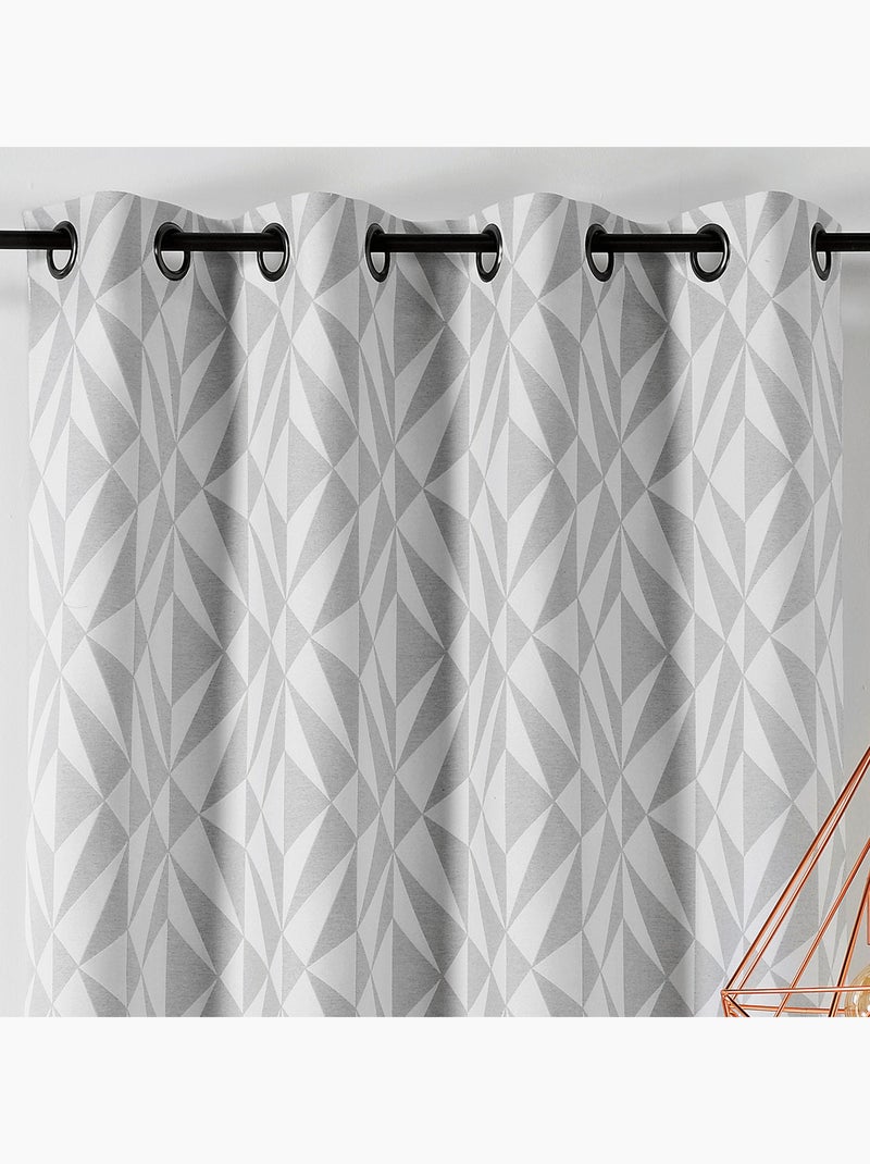 Rideau jacquard géométrique Gris clair - Kiabi