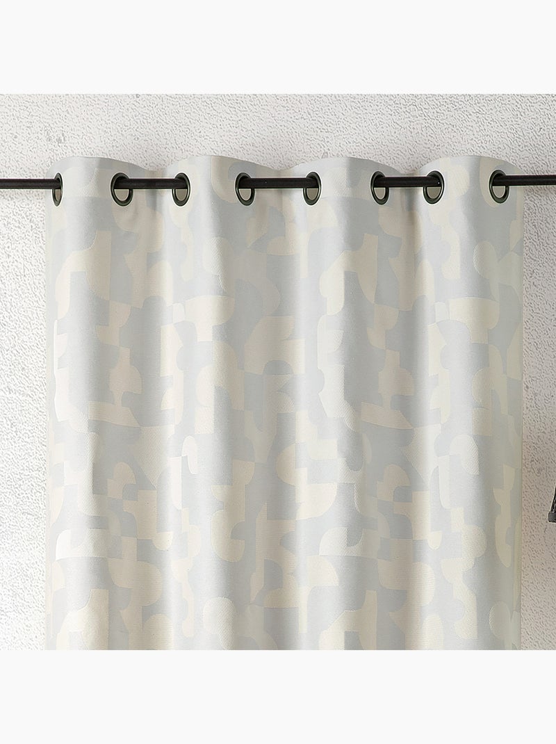Rideau jacquard géométrique texturé rétro Ecru - Kiabi