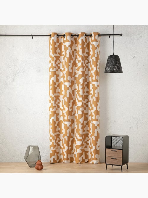 Rideau jacquard géométrique texturé rétro - Kiabi