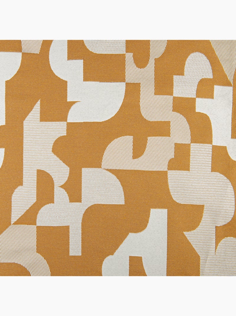 Rideau jacquard géométrique texturé rétro Jaune moutarde - Kiabi