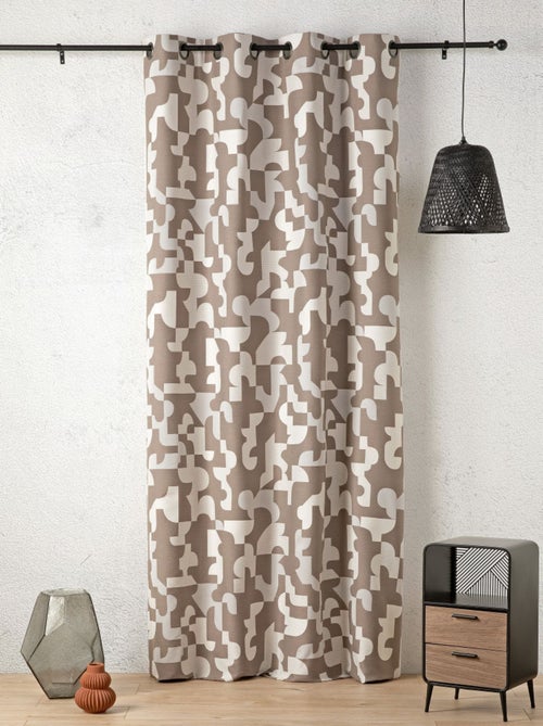 Rideau jacquard géométrique texturé rétro - Kiabi