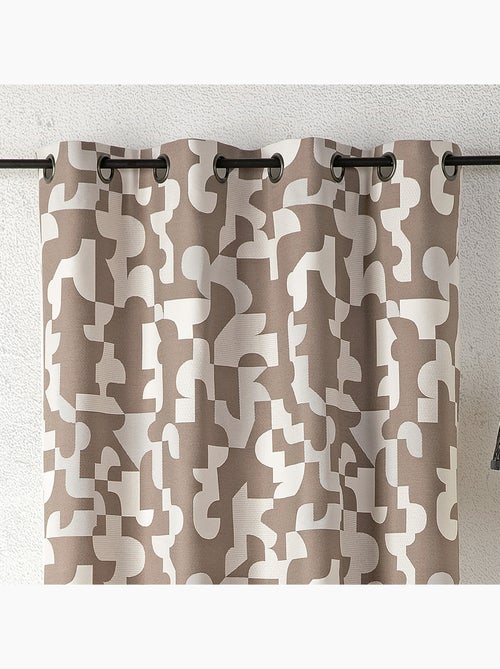 Rideau jacquard géométrique texturé rétro - Kiabi