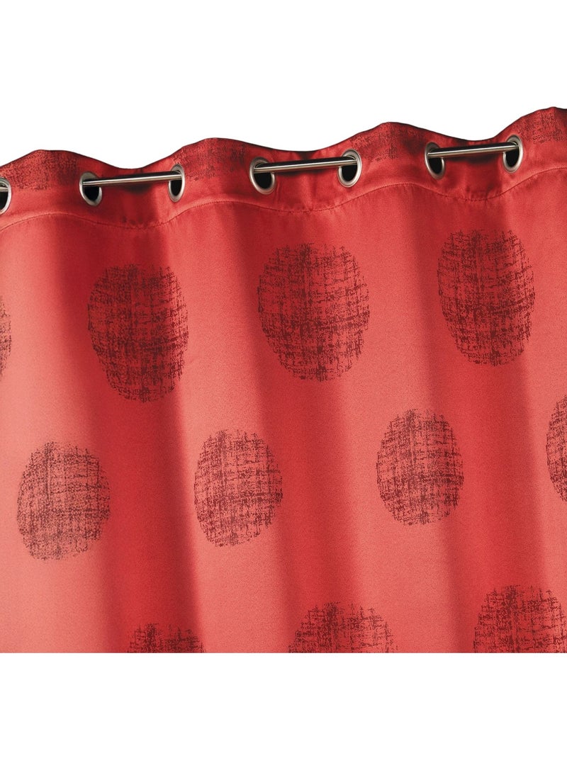 Rideau jacquard imprimé rond chiné Rouge brique - Kiabi