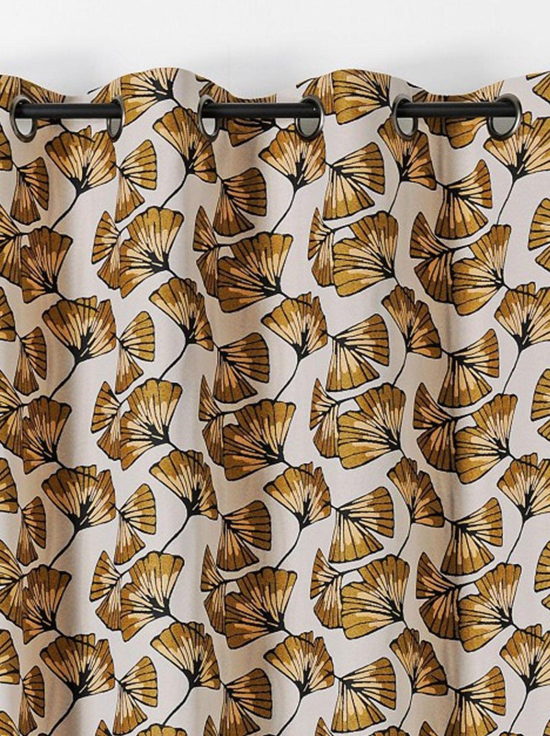 Rideau jacquard jinko biloba Jaune - Kiabi