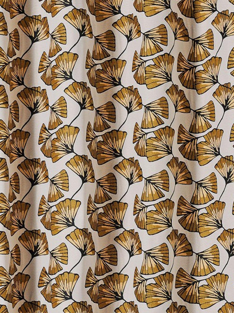 Rideau jacquard jinko biloba Jaune - Kiabi