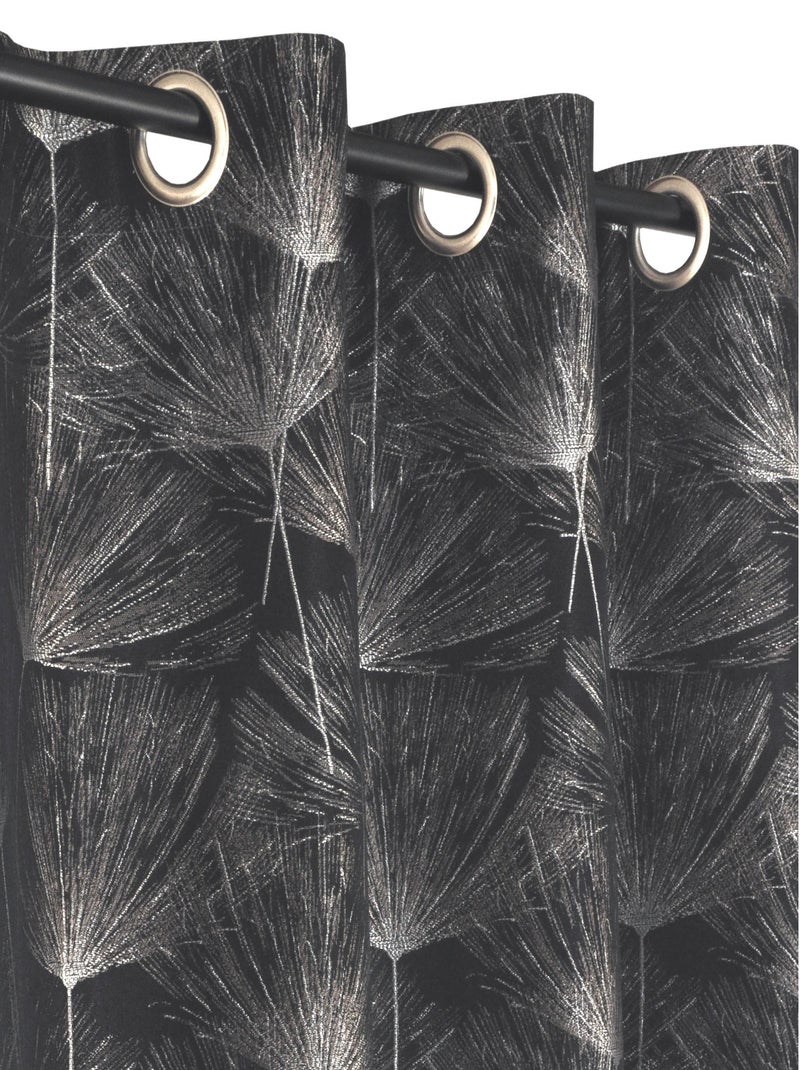 Rideau Jacquard lourd base Plombé - prêt à Poser. Noir - Kiabi