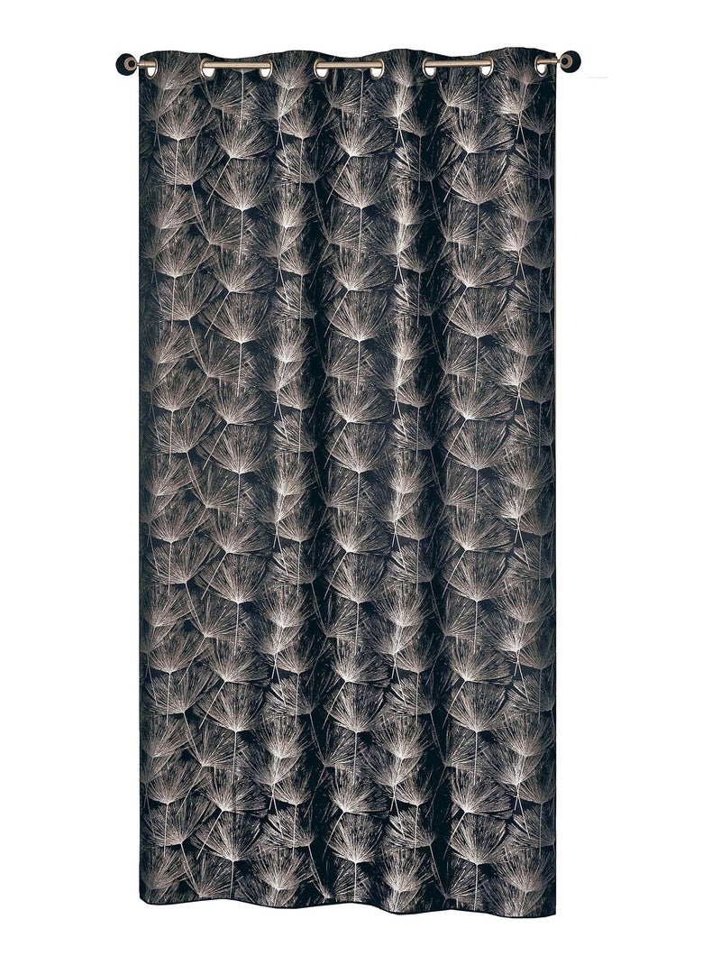 Rideau Jacquard lourd base Plombé - prêt à Poser. Noir - Kiabi
