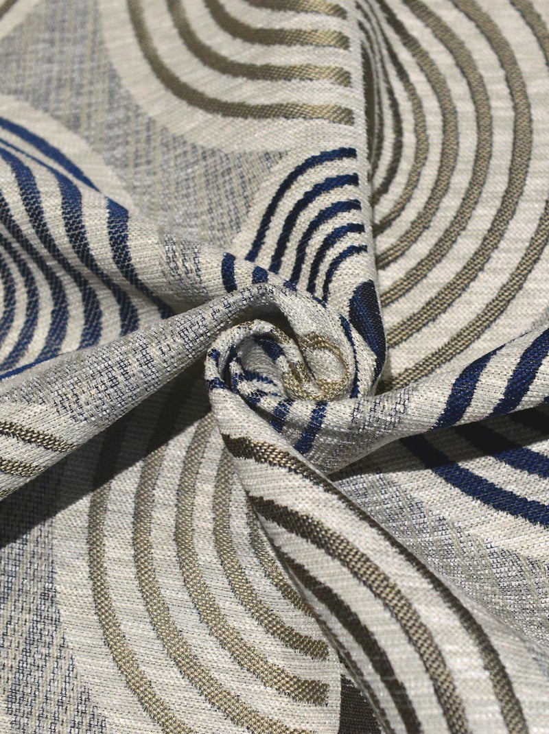 Rideau Jacquard Motif Demi-Cercles Bleu - Kiabi